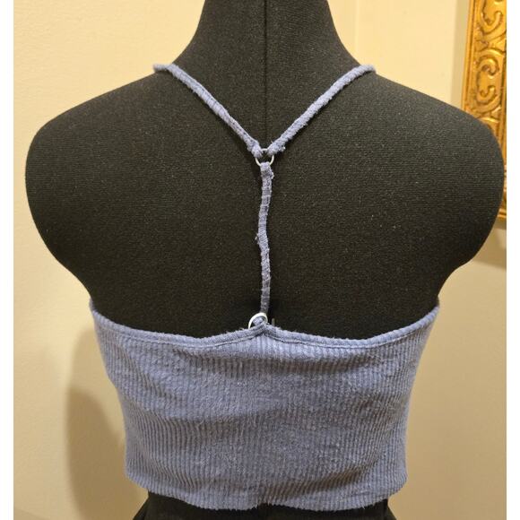 Mudd Crocheted Crop Top Strappy Boho Blue Medium NWT - Picture 4 of 9